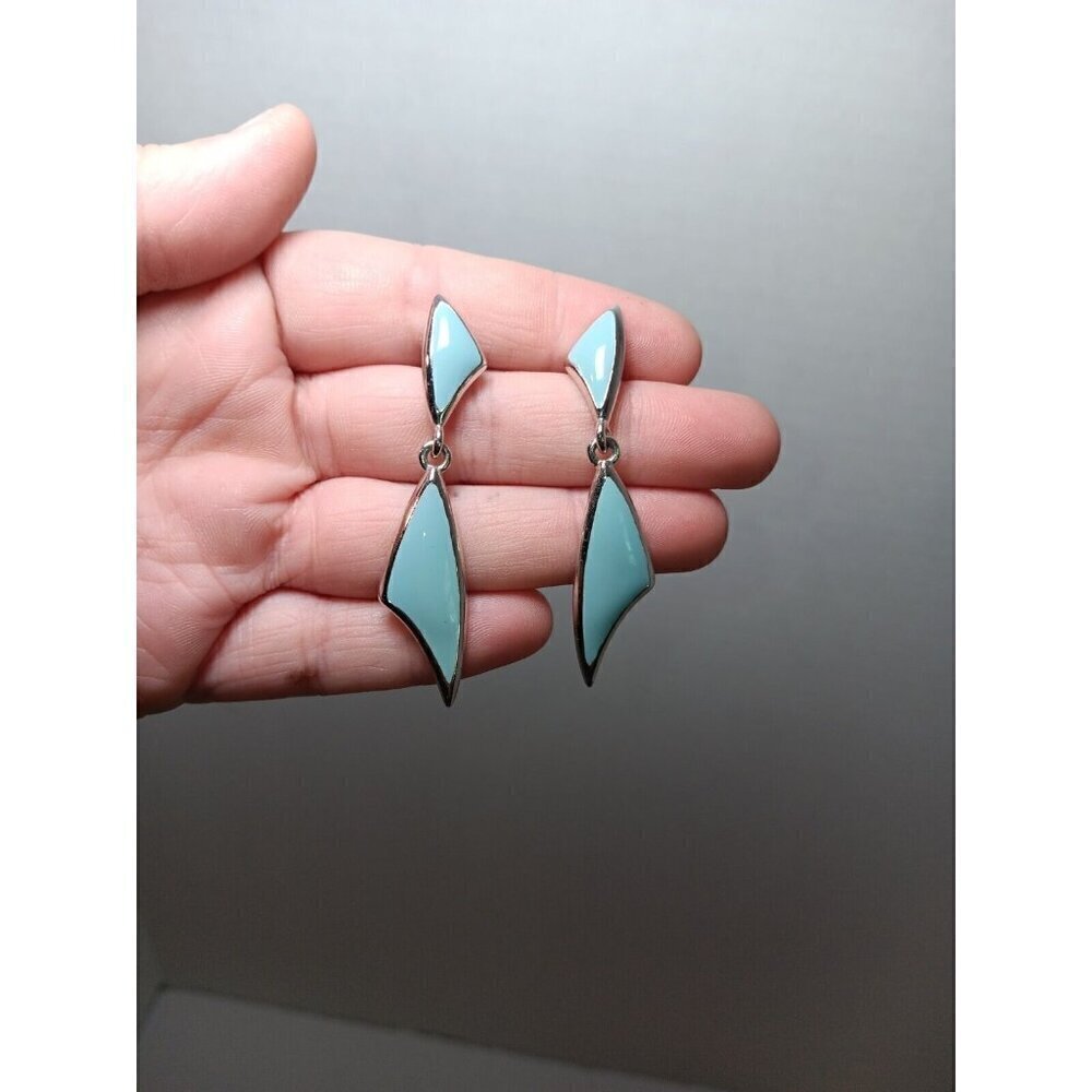 Boho vintage MCM Drop Earrings Turquoise And Silver
